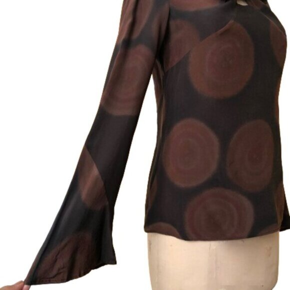 Vintage Alberta Ferretti 100% silk tunic top with collar bow, made in Italy, 8 - Picture 4 of 14